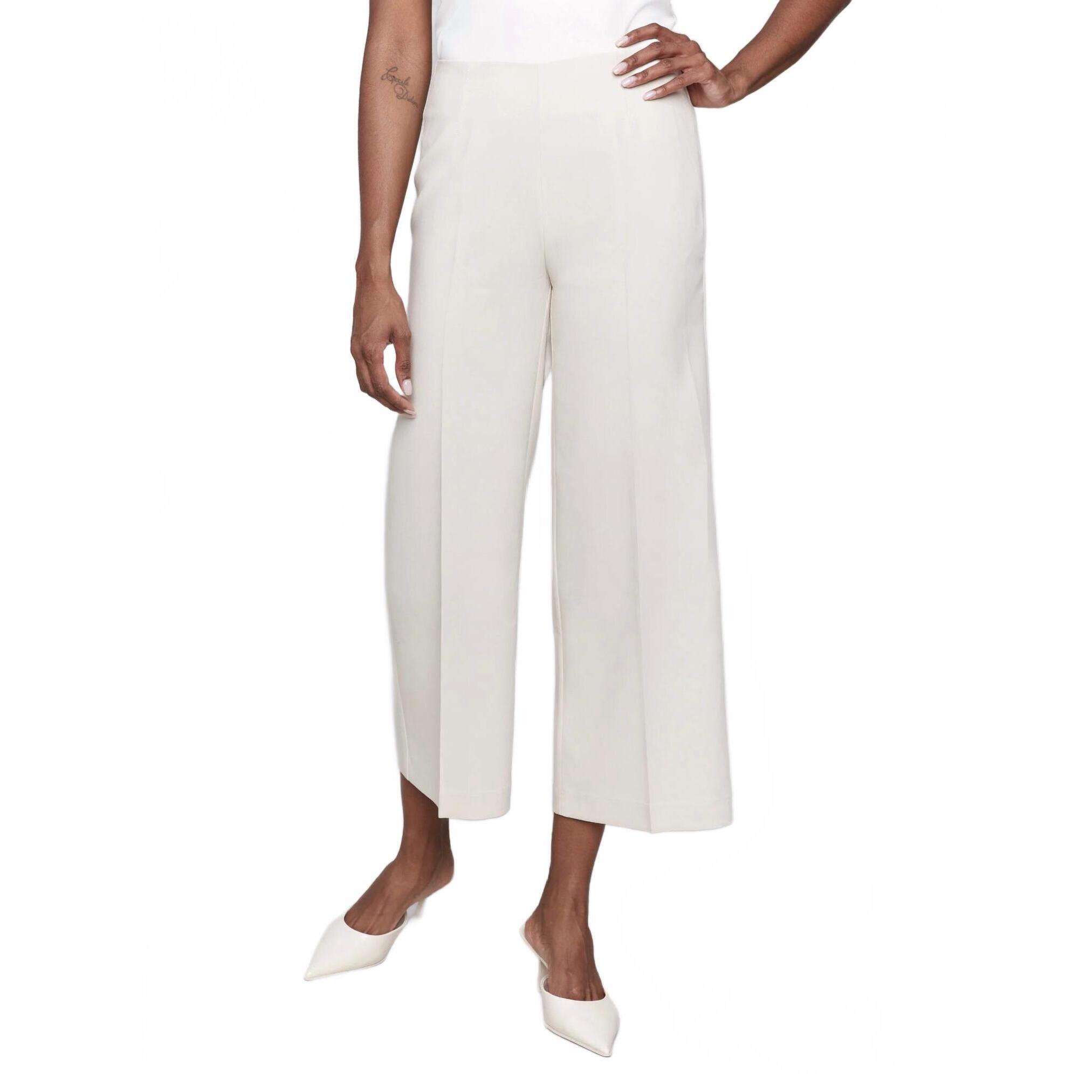 New Charlie B Wide Leg Side Zip Pants In Beige